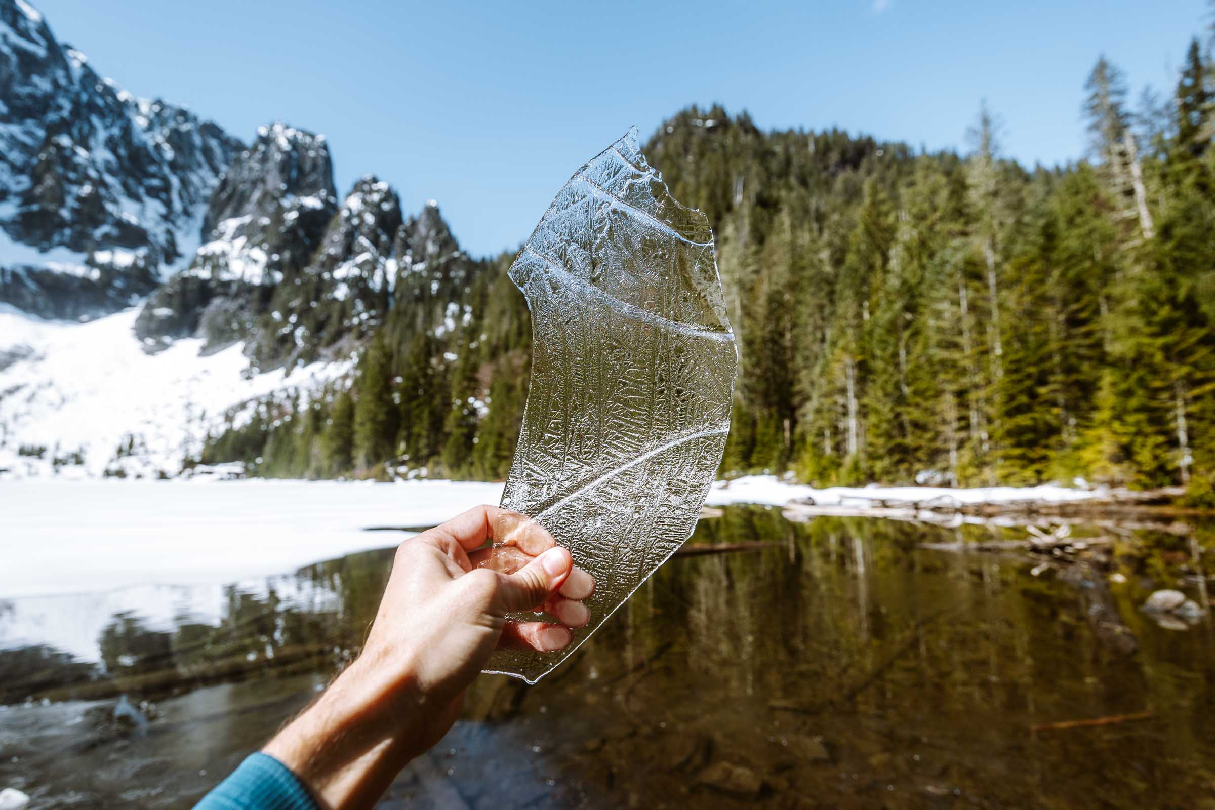 Lake 22 Trail in Washington: Complete Hiking Guide 22 Ice shard from frozen Lake 22