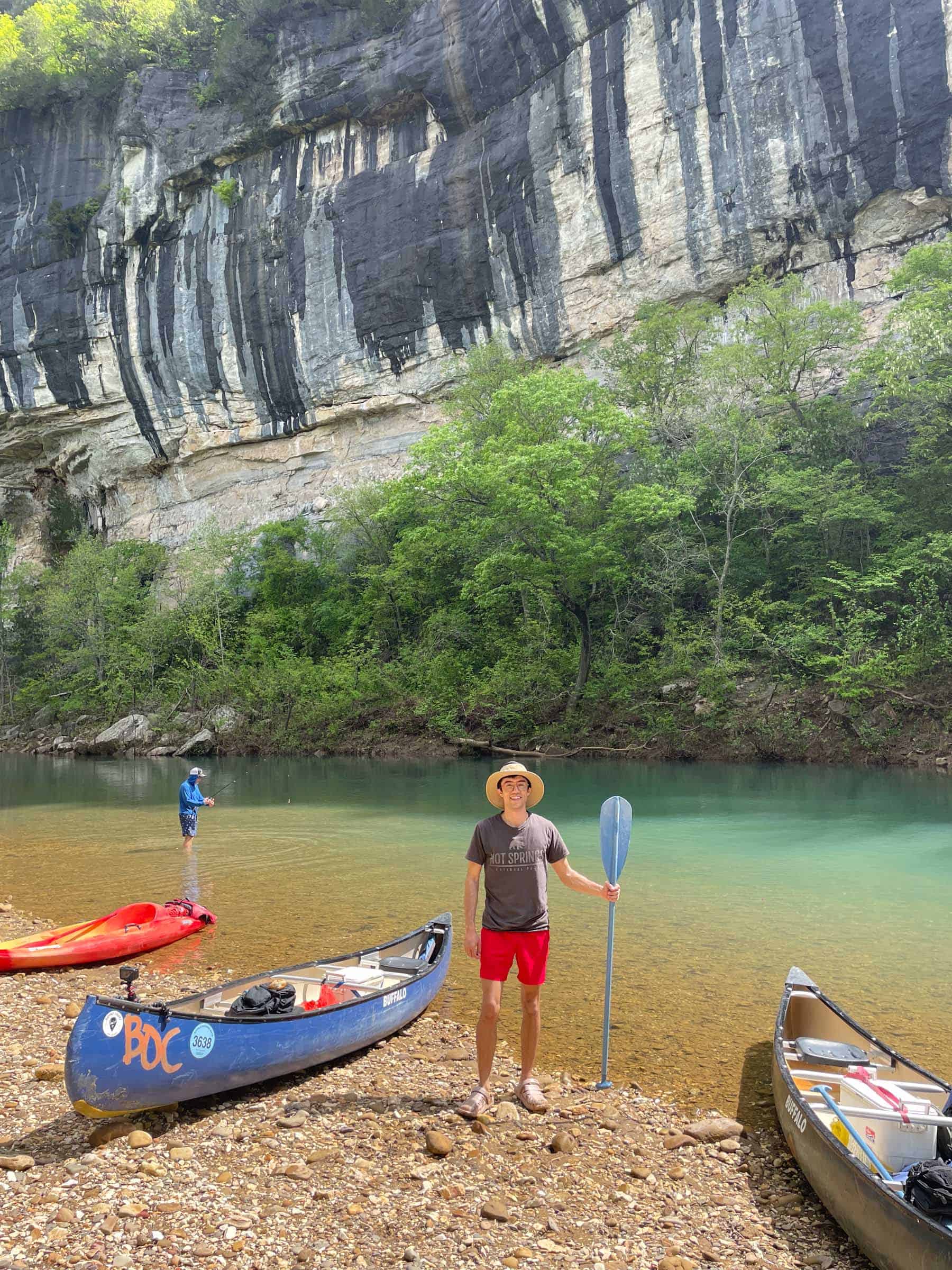 How to Float the Buffalo River in Arkansas: Complete Guide 12 Trey showing gear he brought on Buffalo River float trip