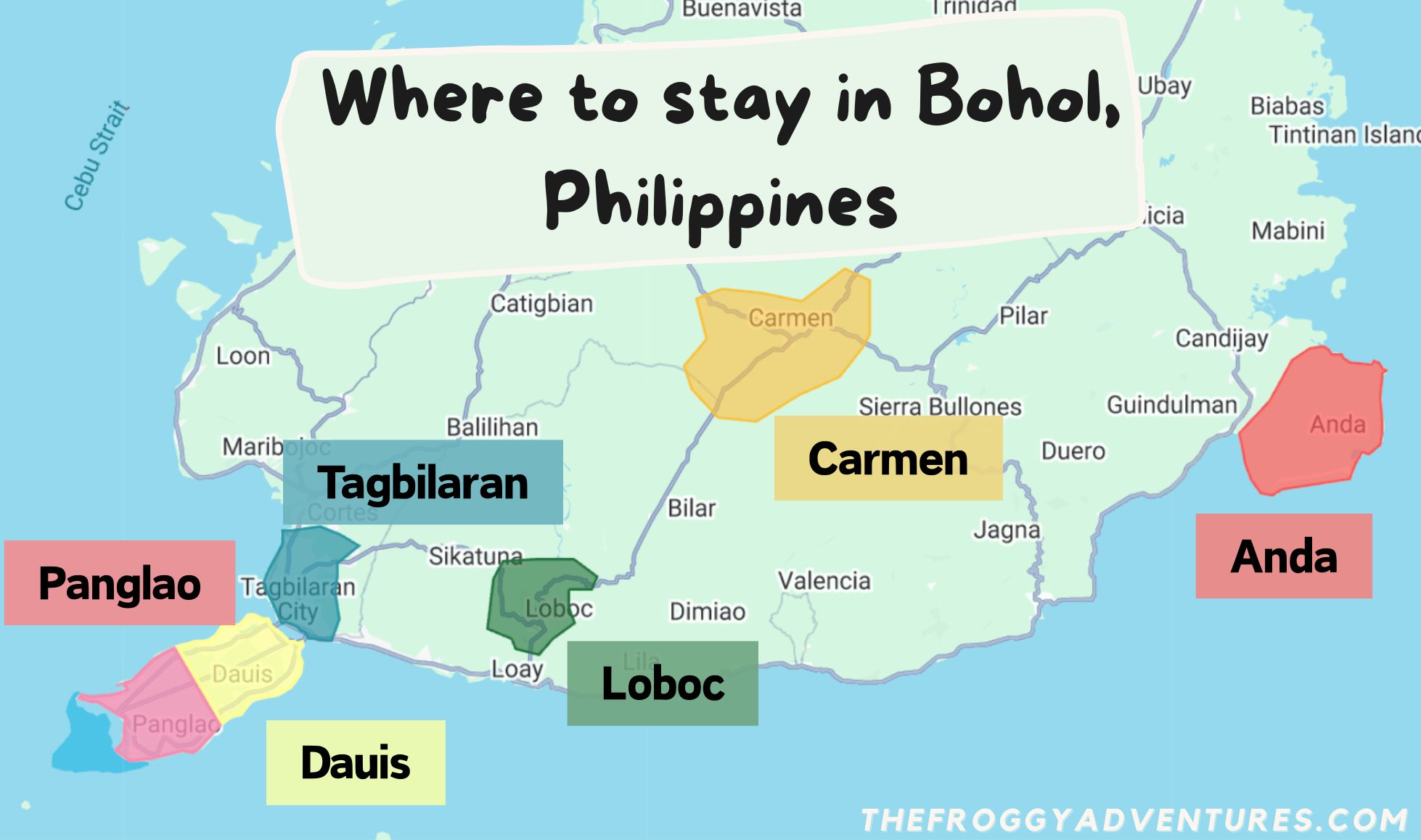Where to Stay in Bohol: Our Guide to the Best Areas and Hotels 4 Where to stay in Bohol map of areas