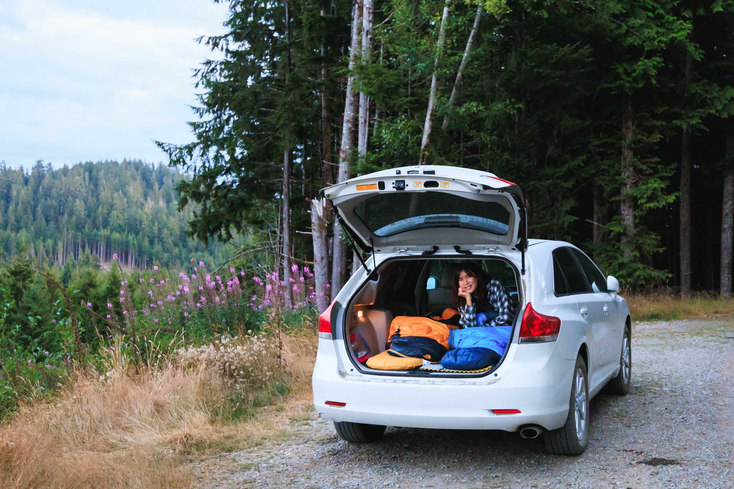 Chloe and Trey car camping in Olympic Peninsula