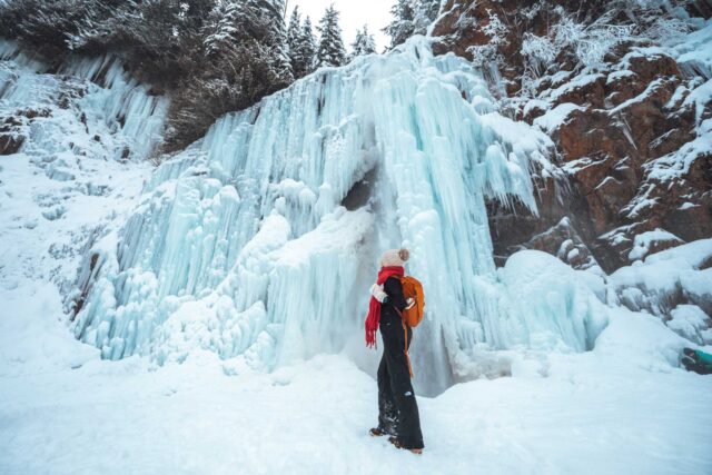 Frozen Franklin Falls Washington winter