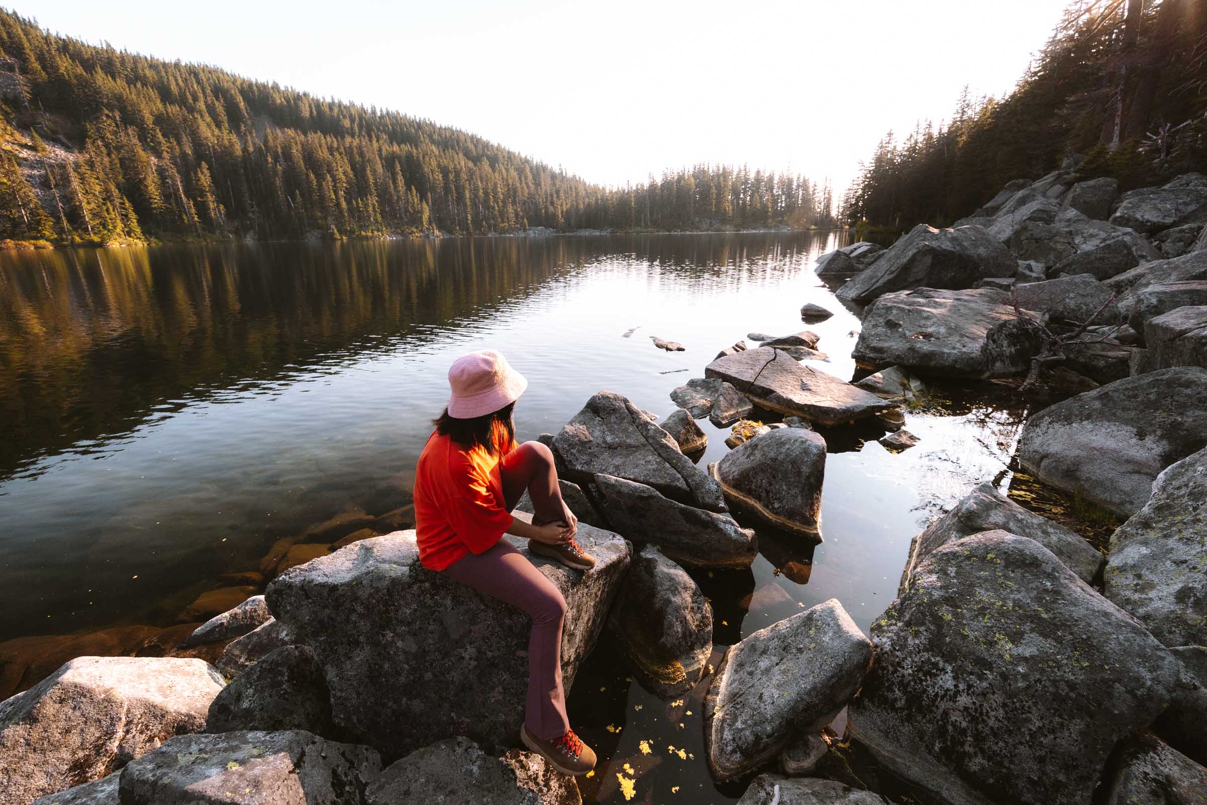 Chloe sitting at Mason Lake Washington