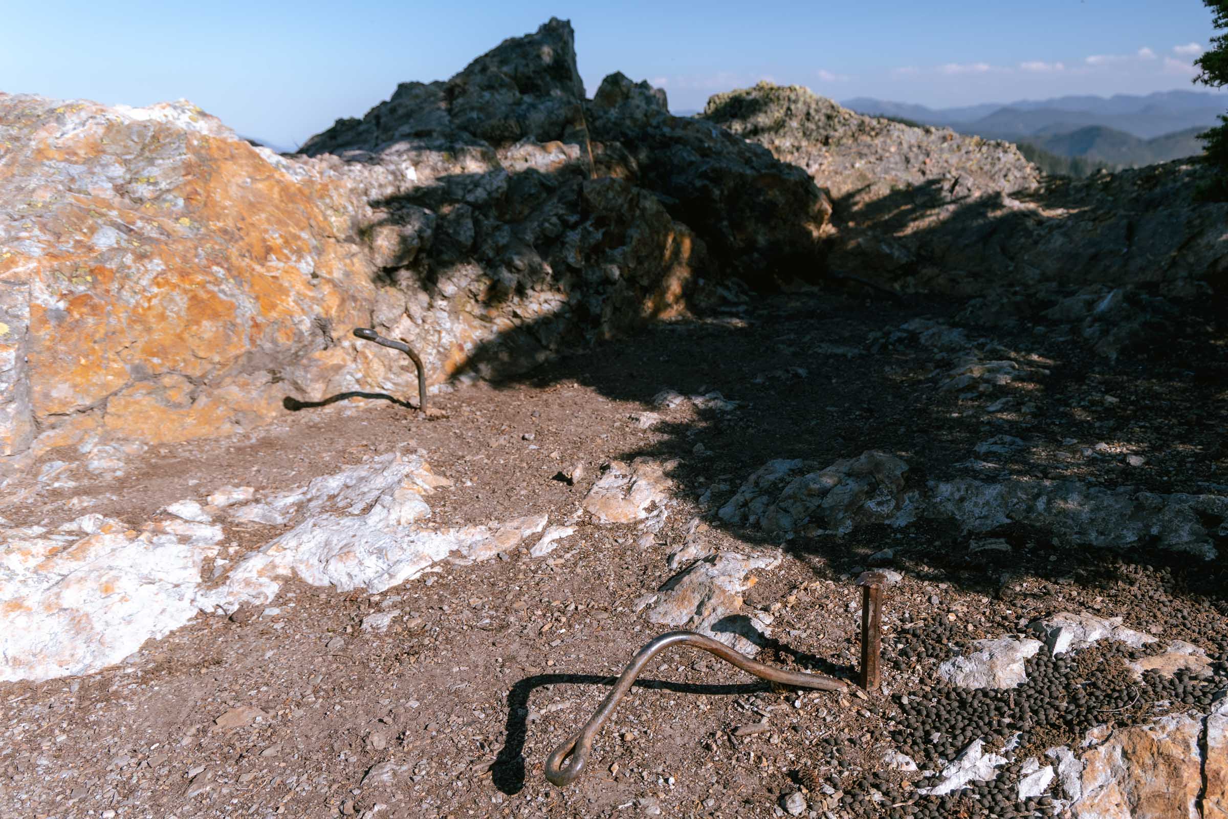 Climbing tie offs on Mount Catherine Washington