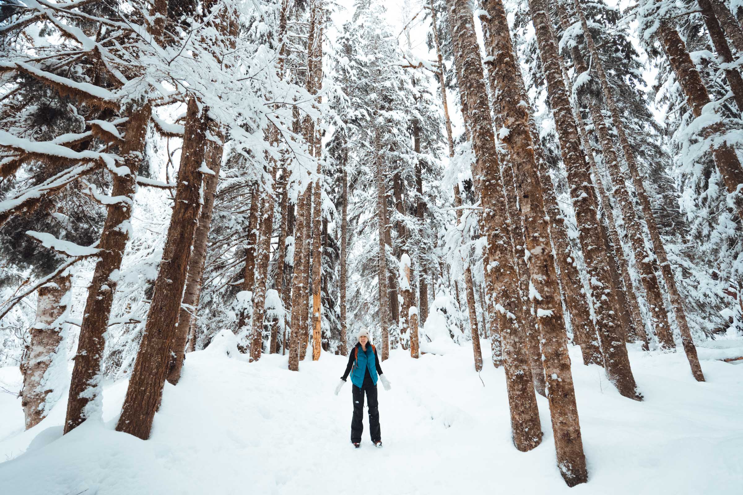 Hiking the Franklin Falls Trail in winter
