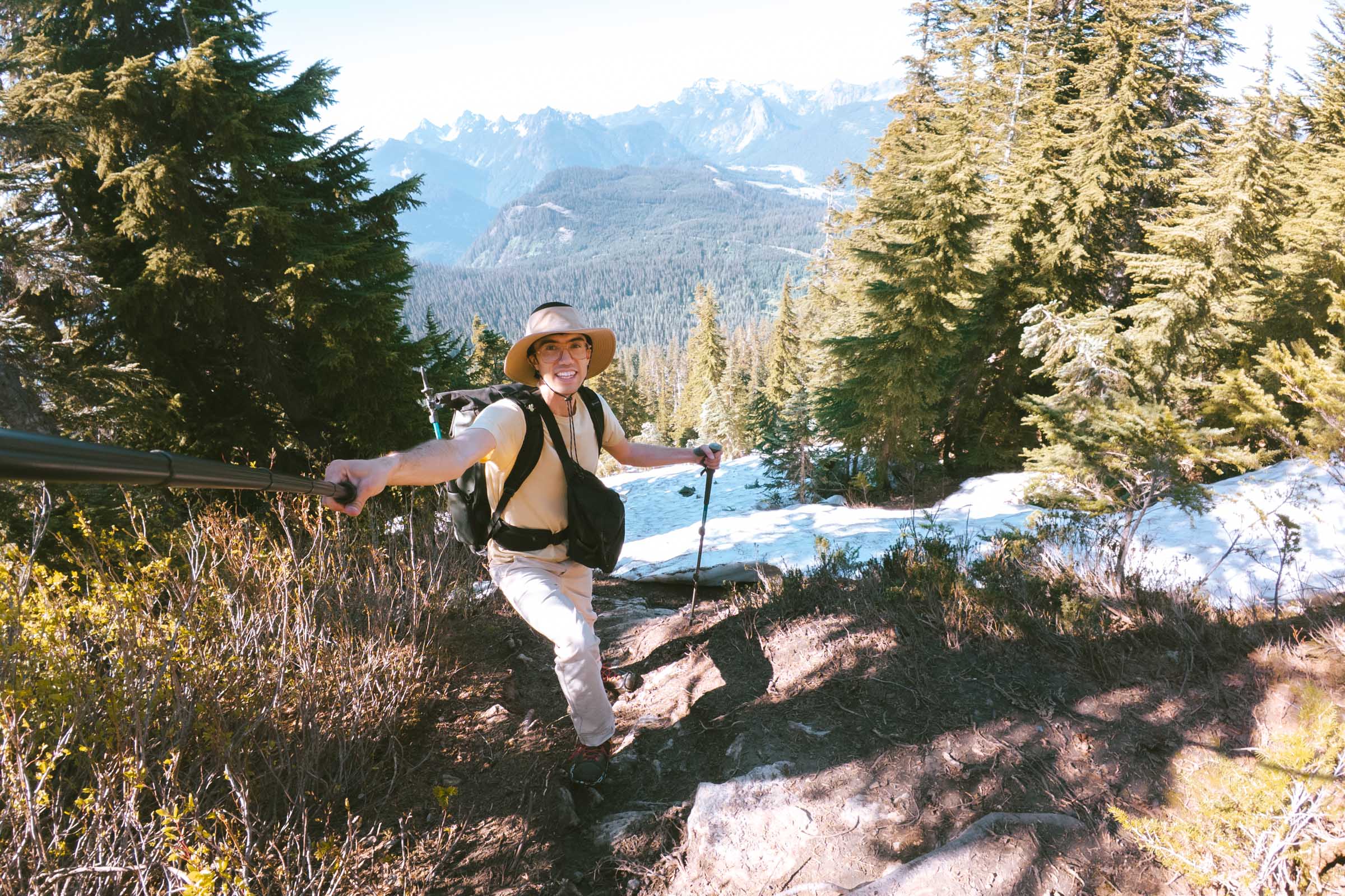 Trey hiking near summit of Mount Catherine