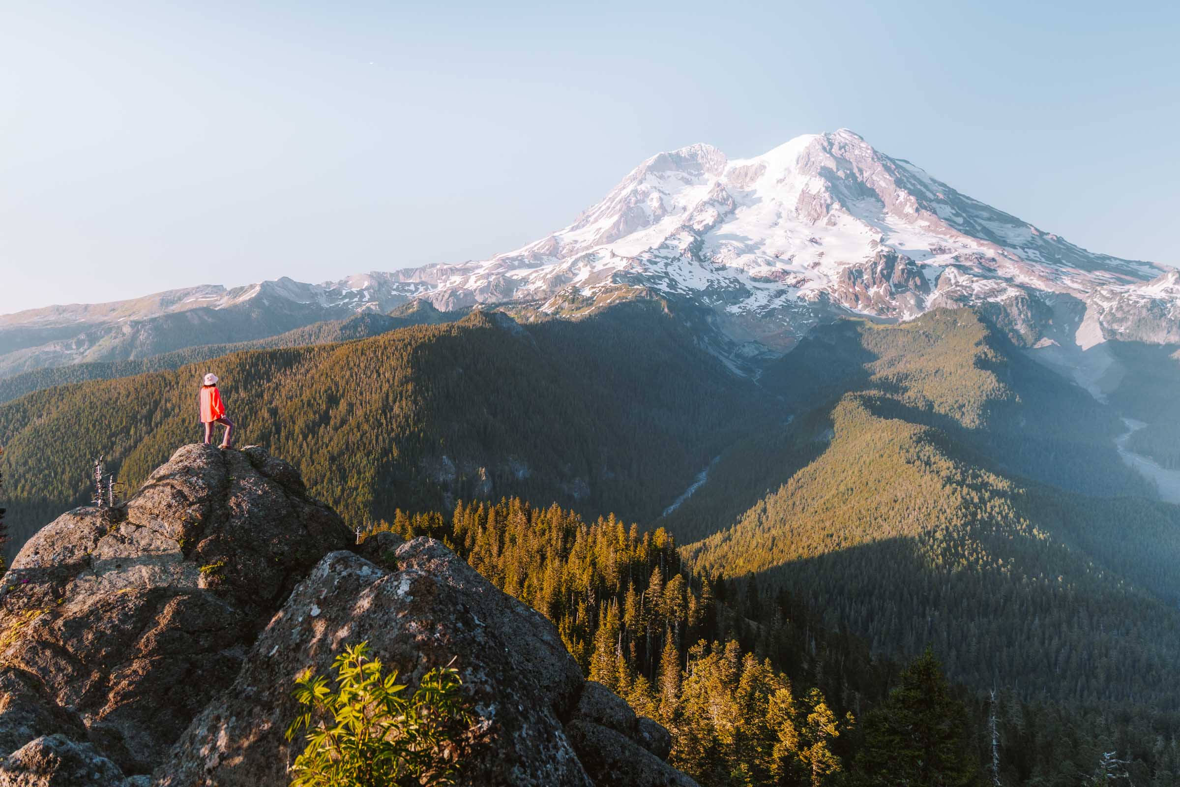 View of Mount Rainier from Gobblers Knob rocks