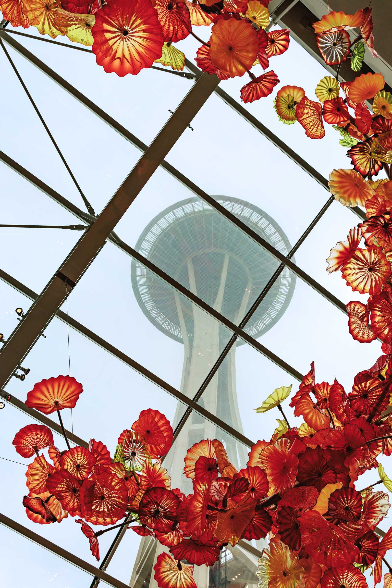 view of space needle from chihuly garden and glass