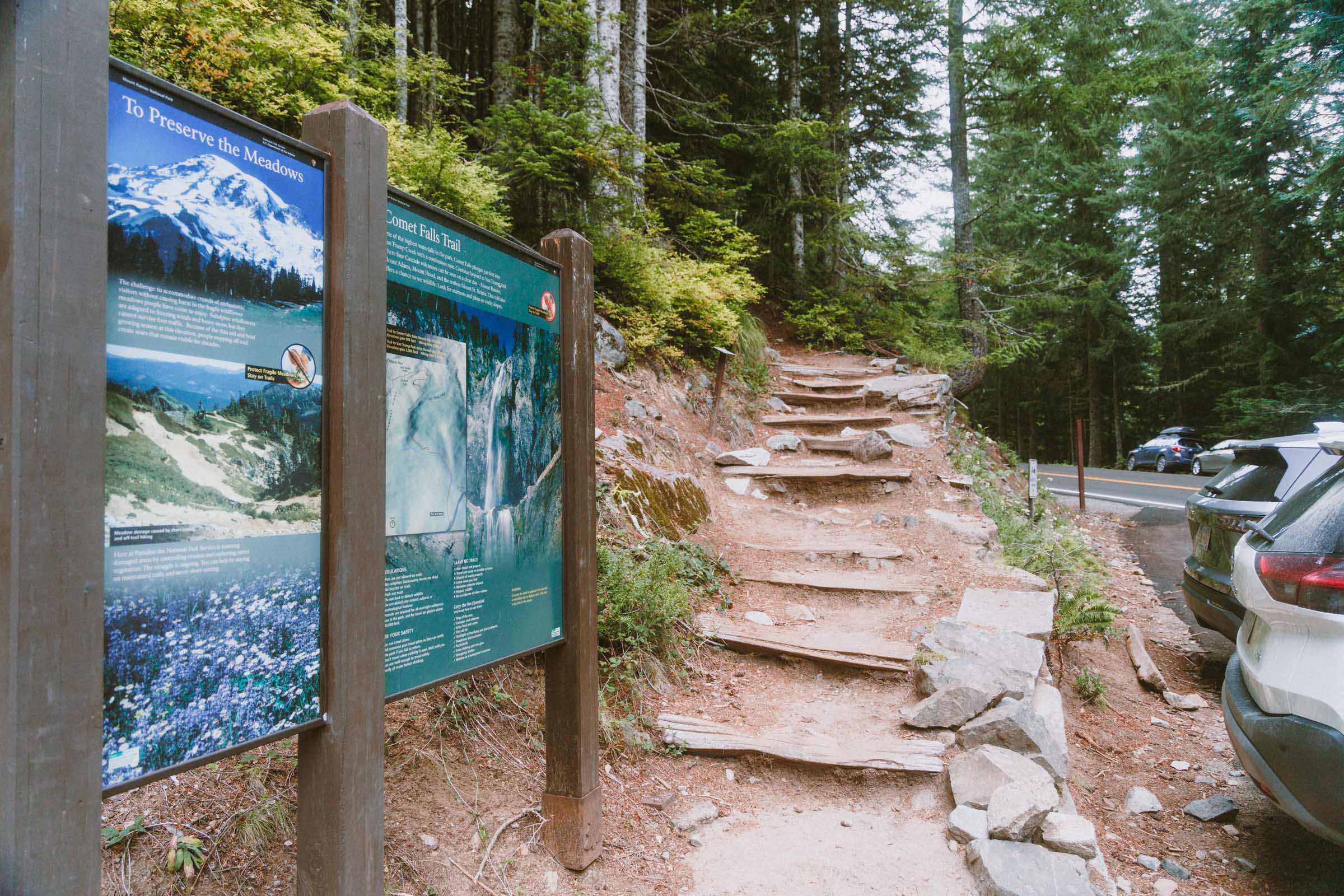 Comet Falls in Mount Rainier: Complete Hiking Guide 9 comet falls trailhead sign