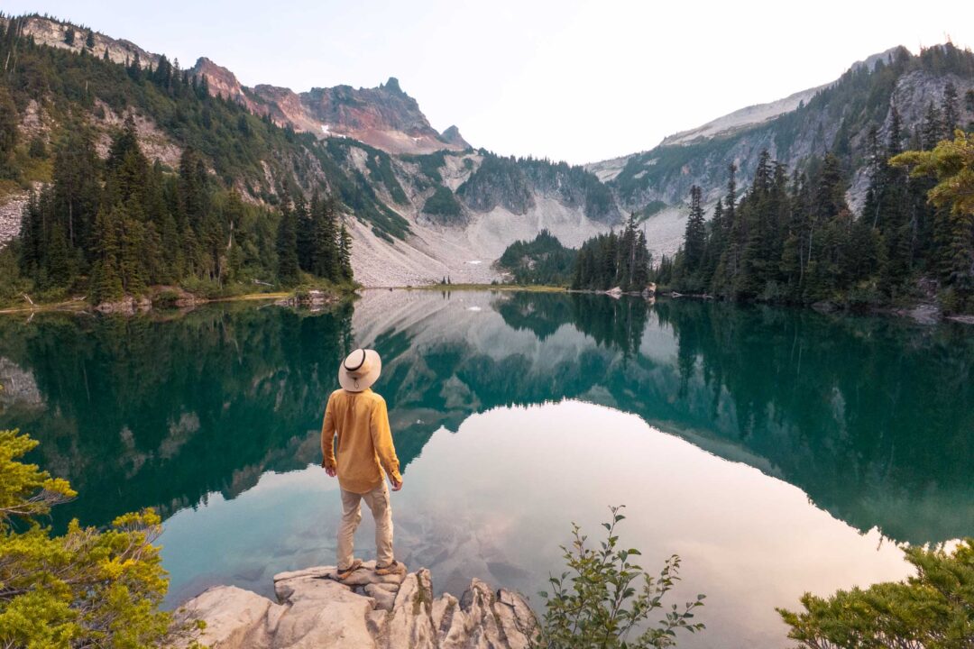 snow lake mount rainier shore