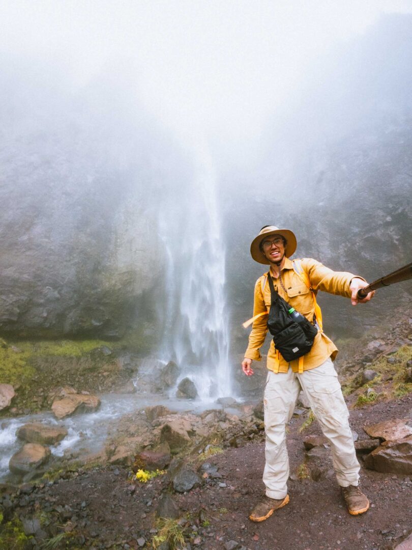 trey at base of comet falls rainier