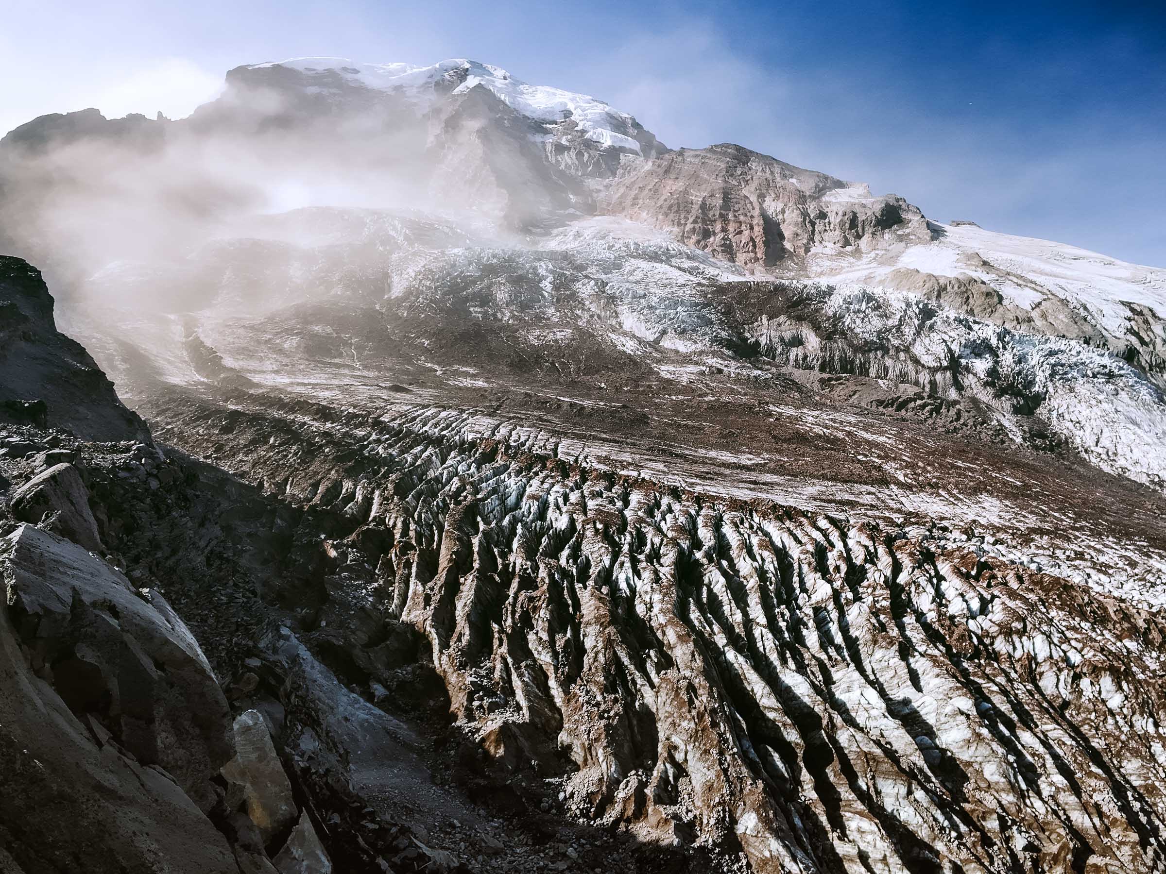 carbon glacier headwall mount rainier