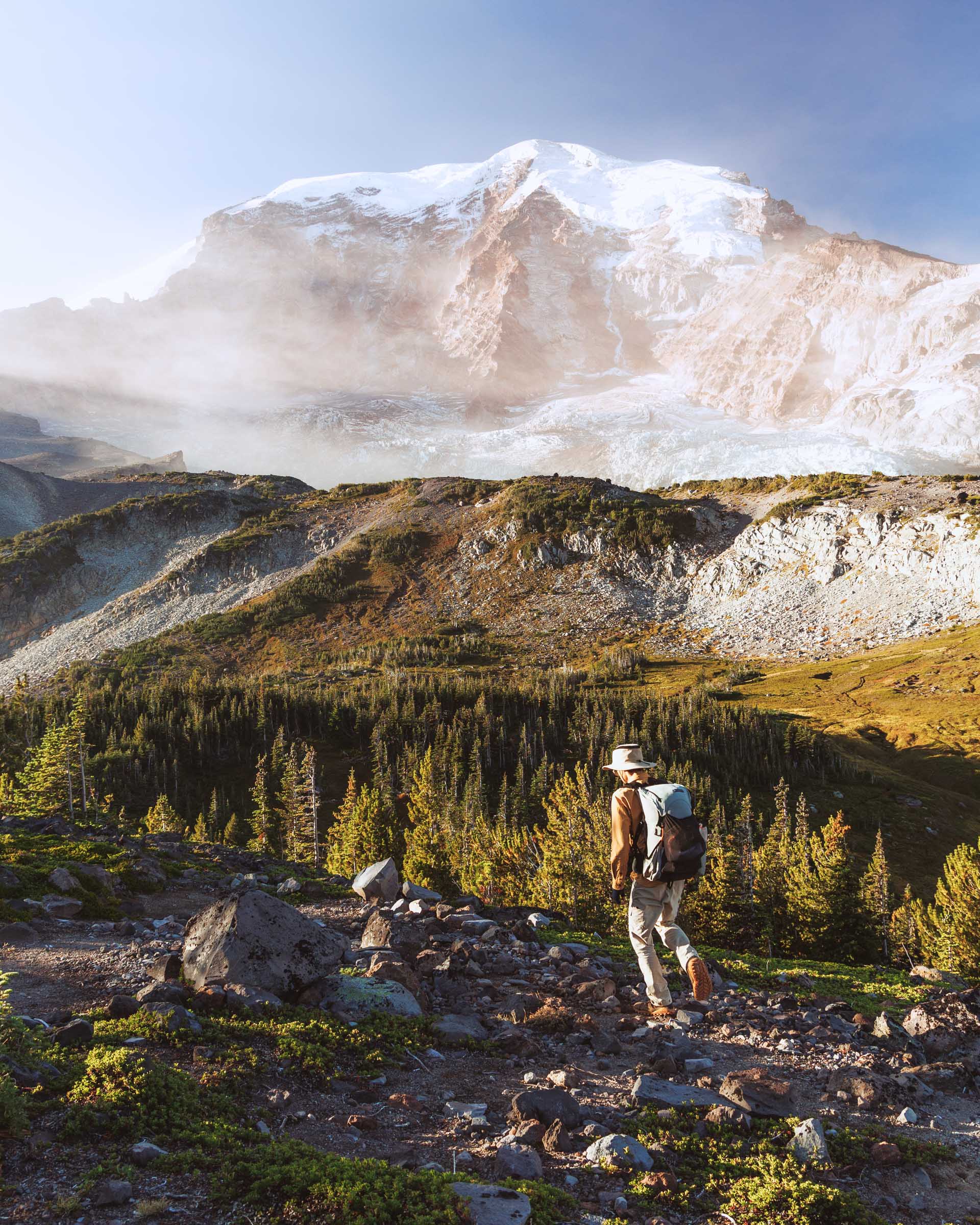 hiking up to curtis ridge rainier