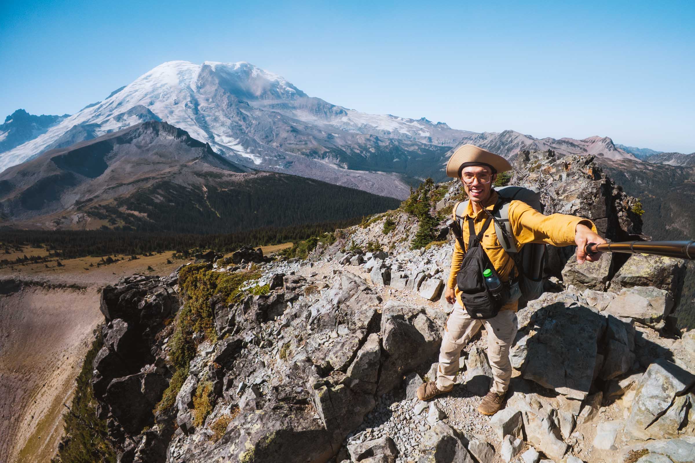 trey at summit of skyscraper mountain rainier