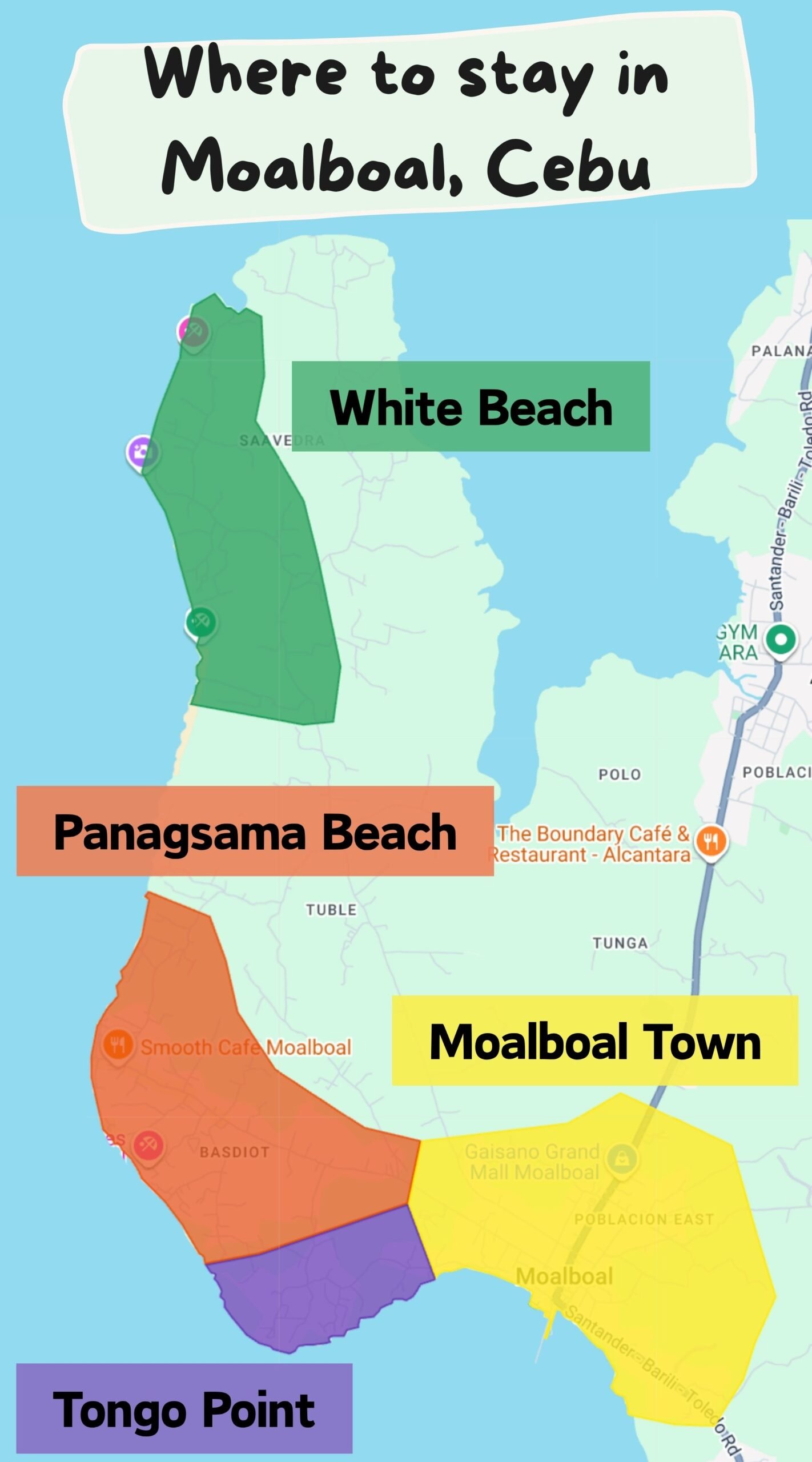 Where to Stay in Moalboal: Our Guide to the Best Areas and Hotels 3 where to stay in moalboal map