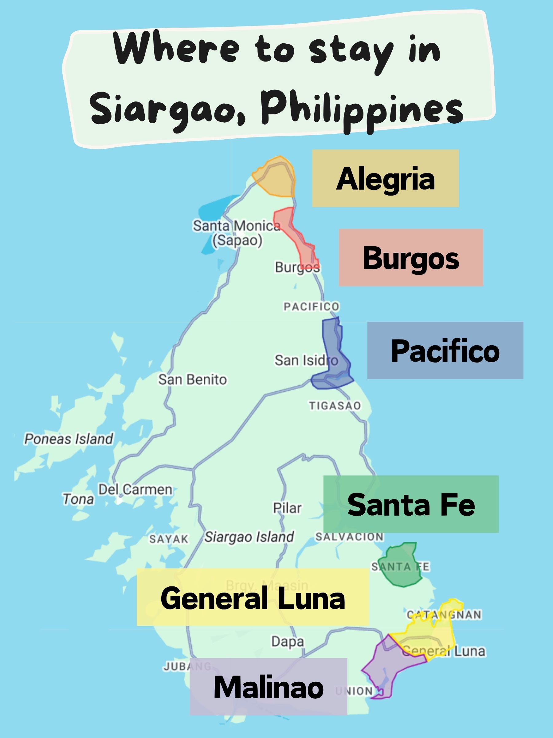 Where to Stay in Siargao: Our Guide to the Best Areas and Hotels 9 where to stay in siargao map